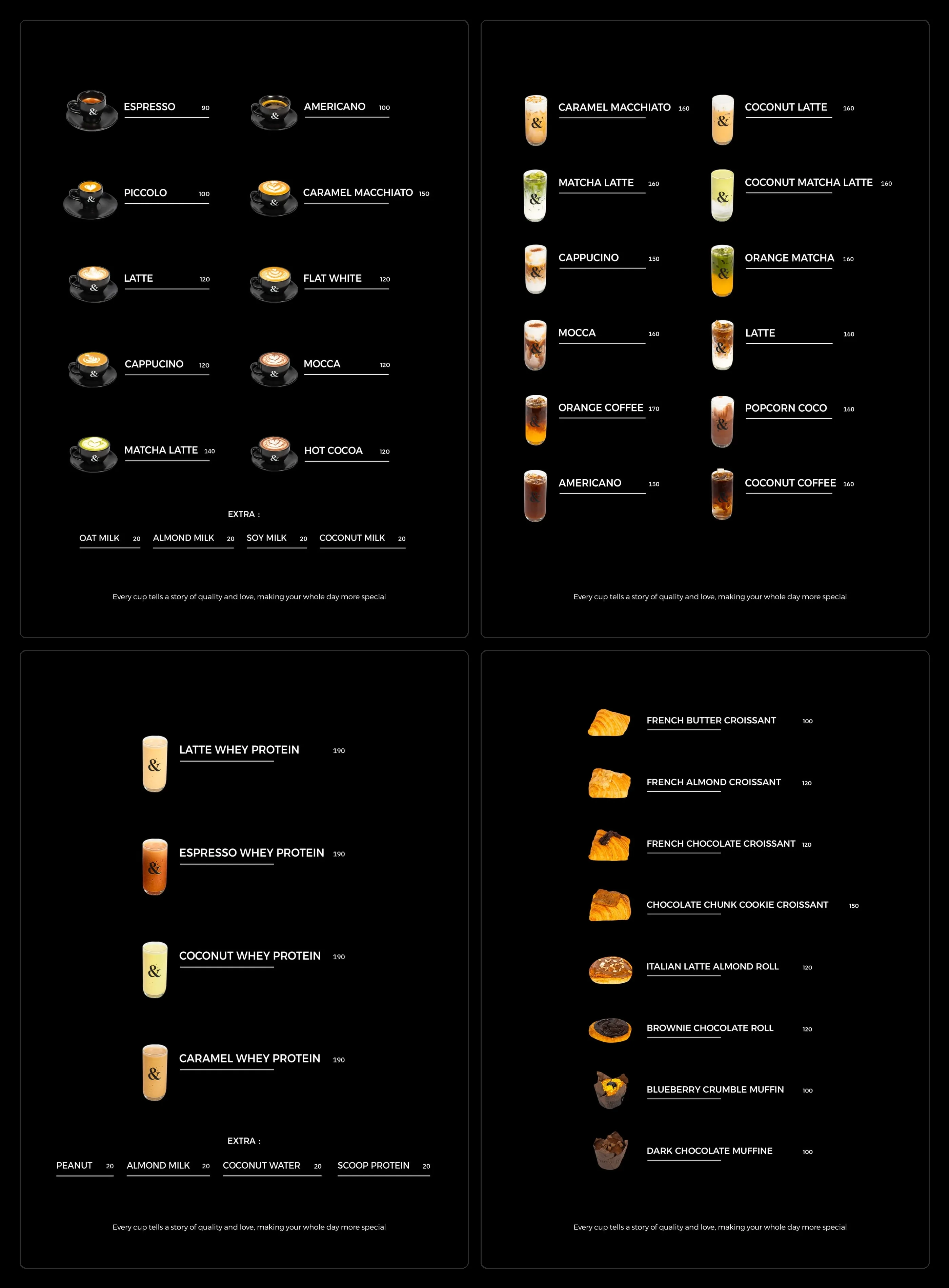 Coffee and pastry menu