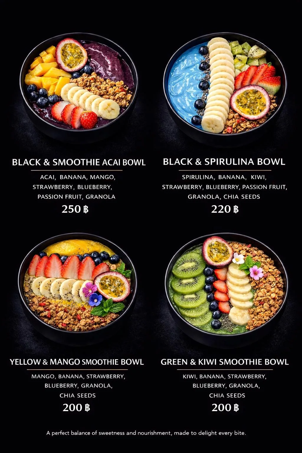 Smoothie bowl menu board